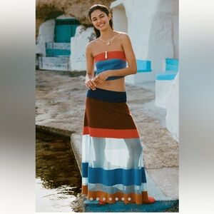 Mauve Striped Sheer Maxi Skirt NWT